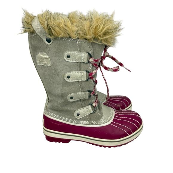 Sorel Other - SOREL Brindle & Oyster Bray Tofino Faux Fur Winter Waterproof Boot Youth Sz 3